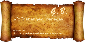 Günsberger Benedek névjegykártya